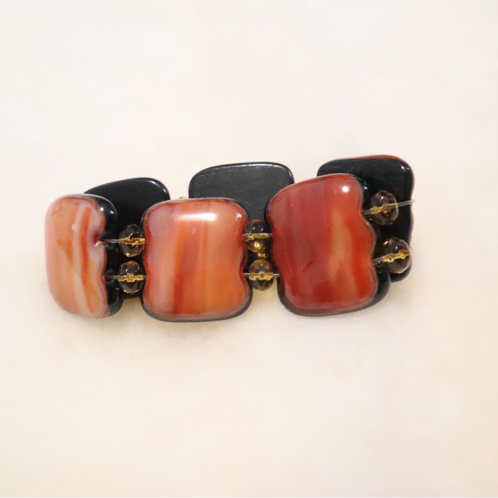 Chic Black and Red Stone Bracelet